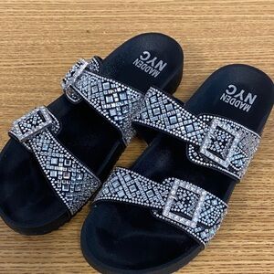 Girls Madden NYC Black Embellished Sandals